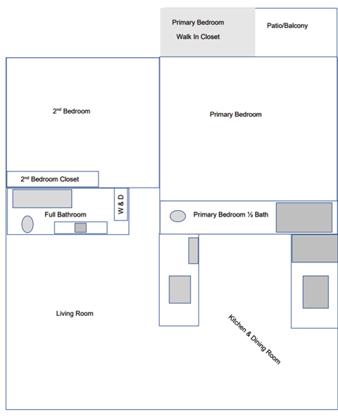 2 bedroom 2 bathroom Floorplan